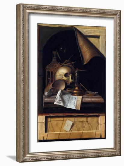 Vanitas Still Life, 17Th Century (Oil on Canvas)-Cornelis Norbertus Gysbrechts-Framed Giclee Print