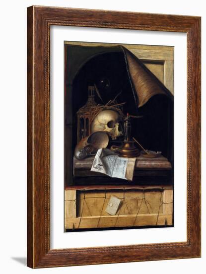 Vanitas Still Life, 17Th Century (Oil on Canvas)-Cornelis Norbertus Gysbrechts-Framed Giclee Print