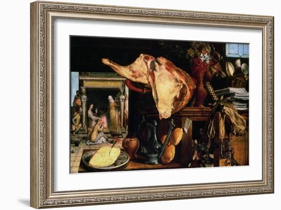 Vanitas Still Life (Christ with Mary and Martha), 1552-Pieter Aertsen-Framed Giclee Print