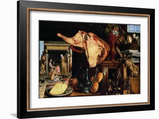 Vanitas Still Life (Christ with Mary and Martha), 1552-Pieter Aertsen-Framed Giclee Print