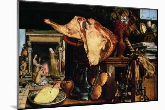 Vanitas Still Life (Christ with Mary and Martha), 1552-Pieter Aertsen-Mounted Giclee Print