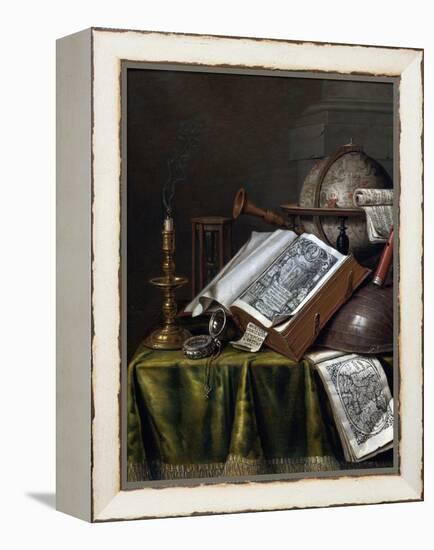 Vanitas Still Life Par Edwaert Collier (1642-1708), - Oil on Wood, 29X25,1 - Private Collection-Edwaert Colyer or Collier-Framed Premier Image Canvas