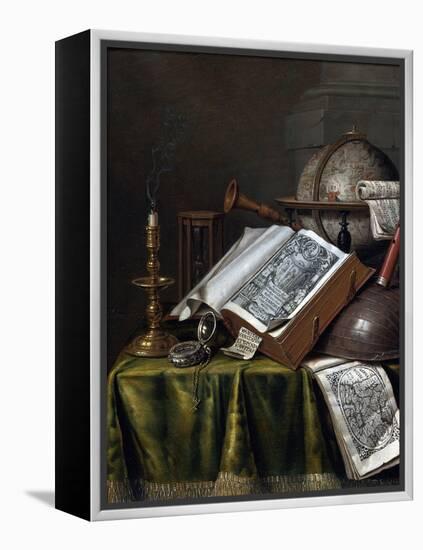 Vanitas Still Life Par Edwaert Collier (1642-1708), - Oil on Wood, 29X25,1 - Private Collection-Edwaert Colyer or Collier-Framed Premier Image Canvas