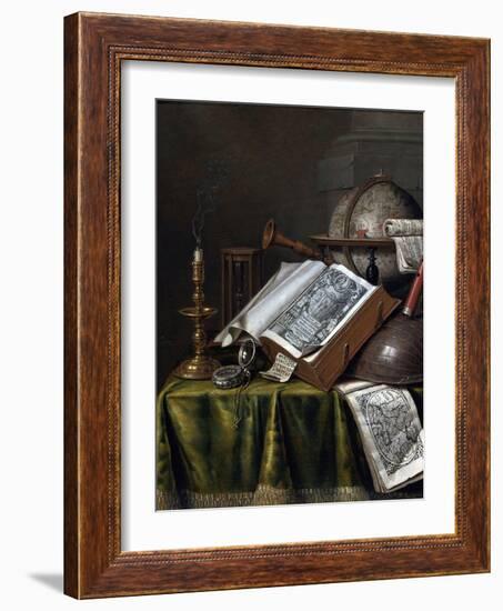 Vanitas Still Life Par Edwaert Collier (1642-1708), - Oil on Wood, 29X25,1 - Private Collection-Edwaert Colyer or Collier-Framed Giclee Print