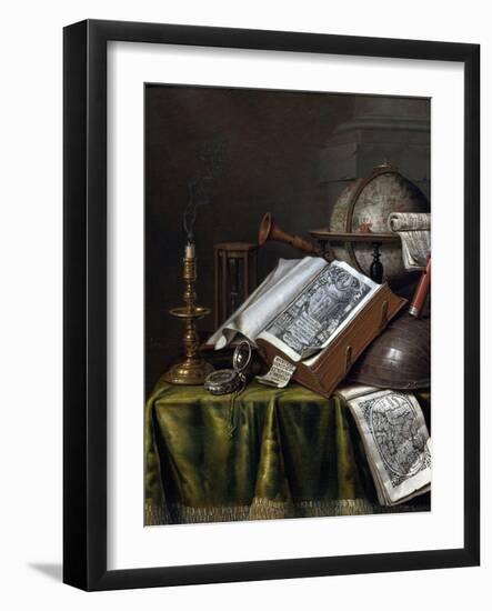 Vanitas Still Life Par Edwaert Collier (1642-1708), - Oil on Wood, 29X25,1 - Private Collection-Edwaert Colyer or Collier-Framed Giclee Print