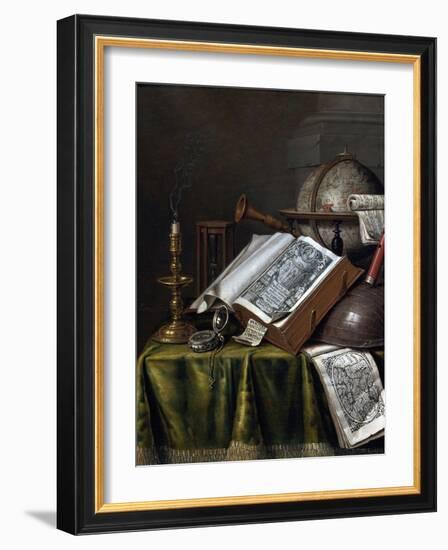 Vanitas Still Life Par Edwaert Collier (1642-1708), - Oil on Wood, 29X25,1 - Private Collection-Edwaert Colyer or Collier-Framed Giclee Print