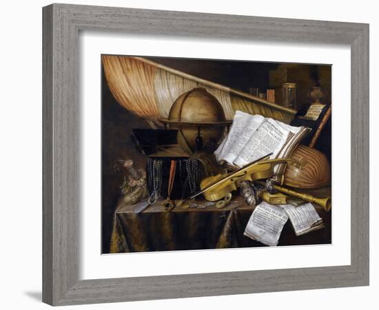 Vanitas Still Life - Peinture Par Edwaert Collier (1642-1708), 1632 - Oil on Wood, 99,4X122,8 - Pri-Edwaert Colyer or Collier-Framed Giclee Print