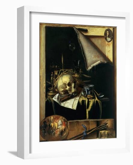 Vanitas (Still Life - Trompe L'Oeil) 1664-Cornelis Norbertus Gysbrechts-Framed Giclee Print