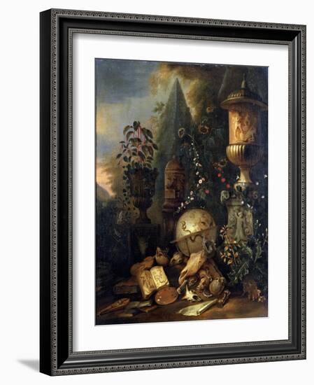 Vanitas, Still Life with a Vase, 17th or Early 18th Century-Matthias Withoos-Framed Giclee Print
