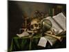 Vanitas, Still Life with Books, Manuscripts and a Skull-Edward Collier-Mounted Giclee Print