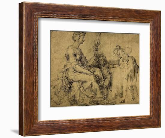 Vanity (?), Drawing by Michelangelo. Gabinetto Dei Disegni E Delle Stampe, Uffizi Gallery, Florence-Michelangelo Buonarroti-Framed Giclee Print