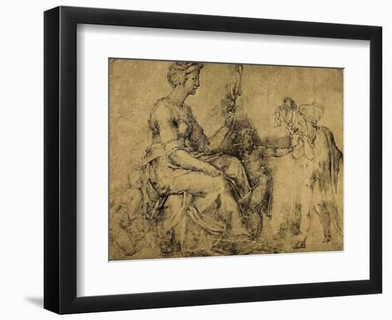 Vanity (?), Drawing by Michelangelo. Gabinetto Dei Disegni E Delle Stampe, Uffizi Gallery, Florence-Michelangelo Buonarroti-Framed Giclee Print