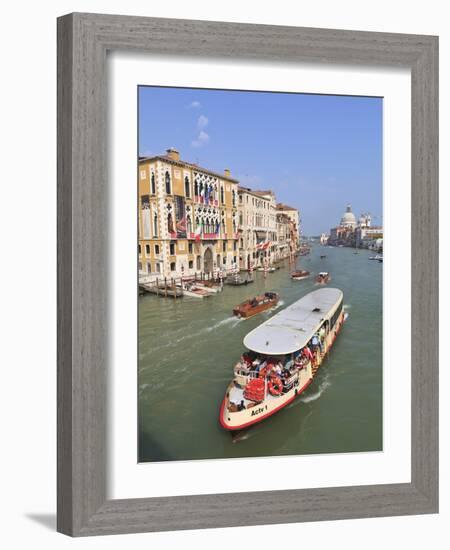 Vaporetto Water Bus, Grand Canal, Venice, UNESCO World Heritage Site, Veneto, Italy, Europe-Amanda Hall-Framed Photographic Print