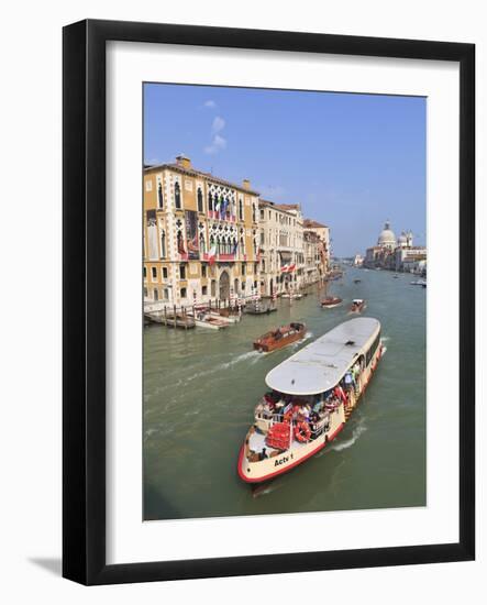 Vaporetto Water Bus, Grand Canal, Venice, UNESCO World Heritage Site, Veneto, Italy, Europe-Amanda Hall-Framed Photographic Print