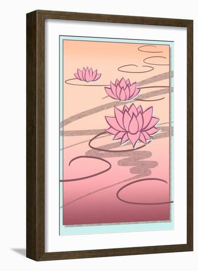 Vaporwave Lotus-null-Framed Premium Giclee Print