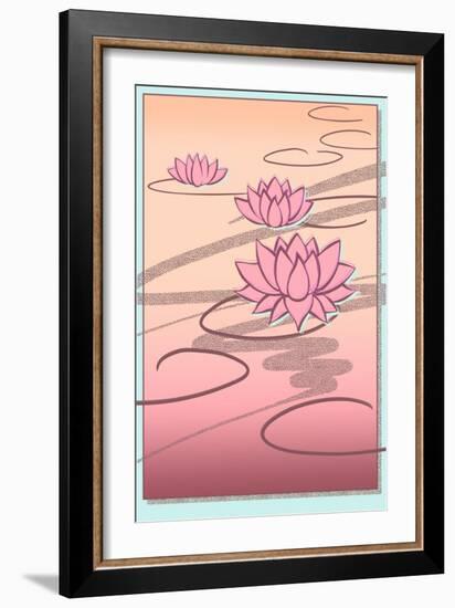 Vaporwave Lotus-null-Framed Premium Giclee Print