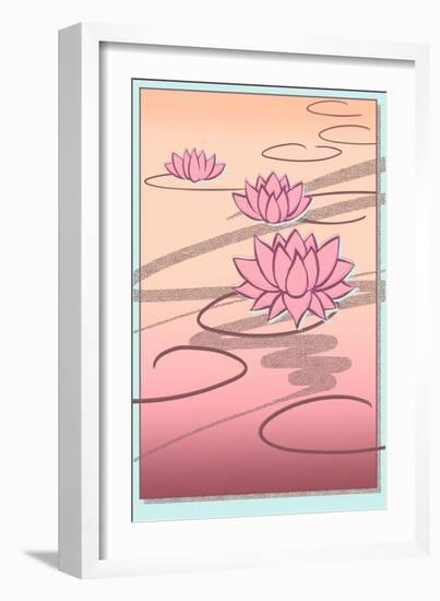 Vaporwave Lotus-null-Framed Premium Giclee Print