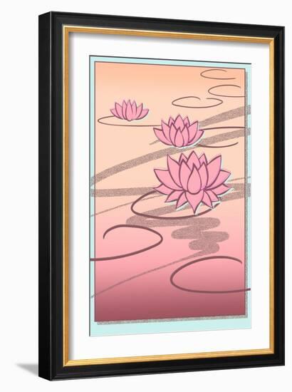 Vaporwave Lotus-null-Framed Premium Giclee Print