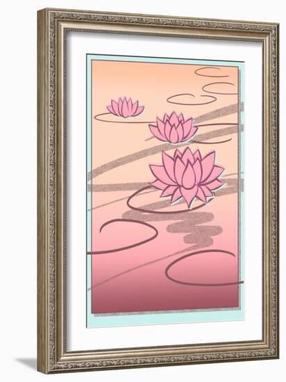 Vaporwave Lotus-null-Framed Art Print