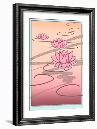 Vaporwave Lotus-null-Framed Art Print