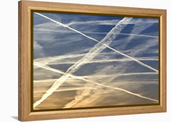 Vapour Trails from Airliners-null-Framed Premier Image Canvas