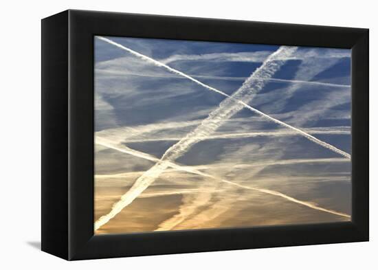 Vapour Trails from Airliners-null-Framed Premier Image Canvas