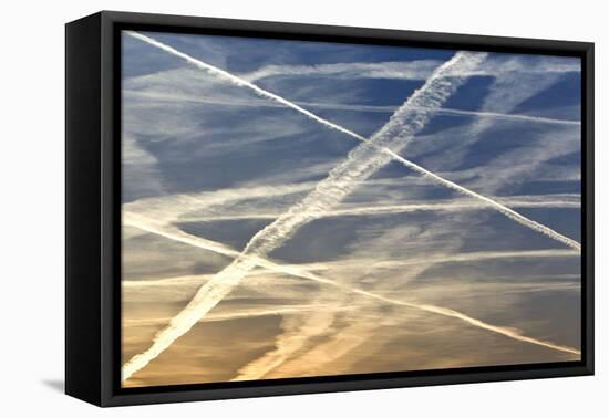 Vapour Trails from Airliners-null-Framed Premier Image Canvas