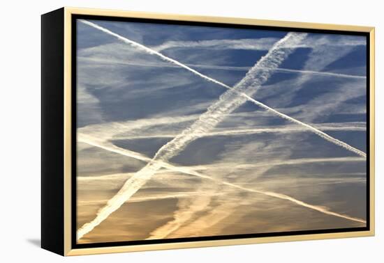 Vapour Trails from Airliners-null-Framed Premier Image Canvas