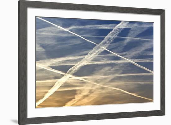 Vapour Trails from Airliners-null-Framed Photographic Print