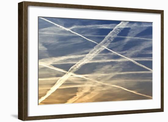 Vapour Trails from Airliners-null-Framed Photographic Print