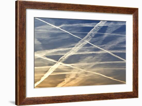 Vapour Trails from Airliners-null-Framed Photographic Print