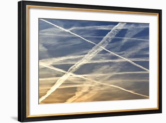 Vapour Trails from Airliners-null-Framed Photographic Print