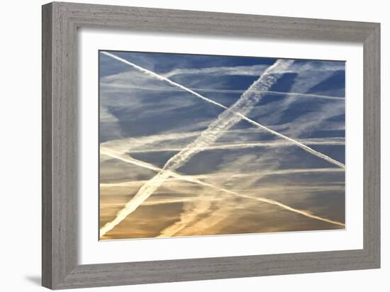 Vapour Trails from Airliners-null-Framed Photographic Print