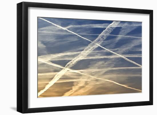 Vapour Trails from Airliners-null-Framed Photographic Print