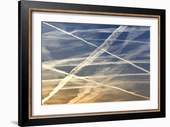 Vapour Trails from Airliners-null-Framed Photographic Print