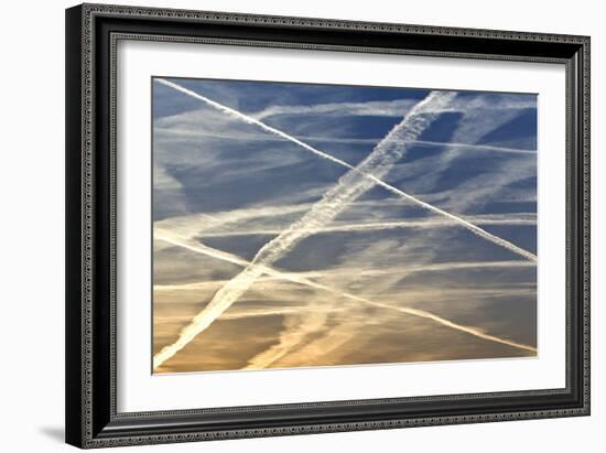 Vapour Trails from Airliners-null-Framed Photographic Print