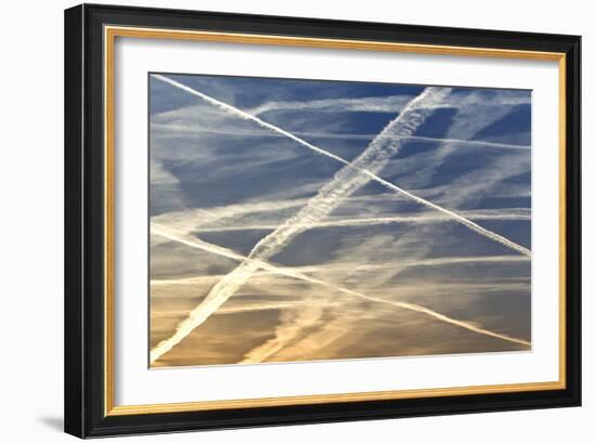 Vapour Trails from Airliners-null-Framed Photographic Print