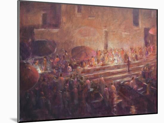 Varanasi Steps at Night-Lincoln Seligman-Mounted Giclee Print