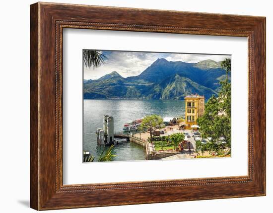 Varenna Harbor on Lake Como, Italy-George Oze-Framed Photographic Print