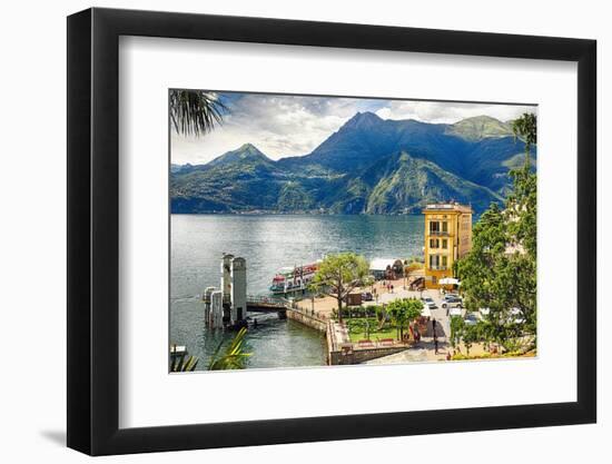 Varenna Harbor on Lake Como, Italy-George Oze-Framed Photographic Print