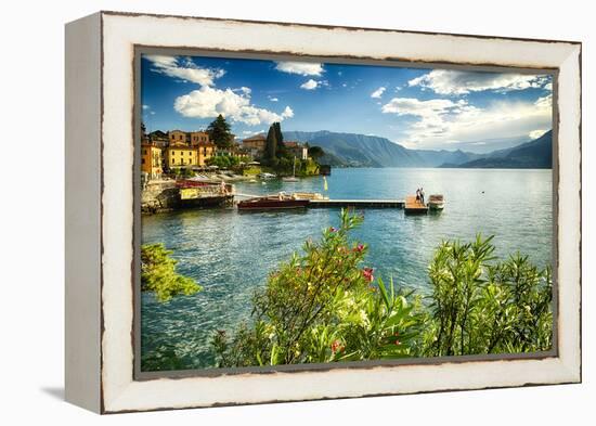 Varenna Harbor View On Lake Como-George Oze-Framed Premier Image Canvas