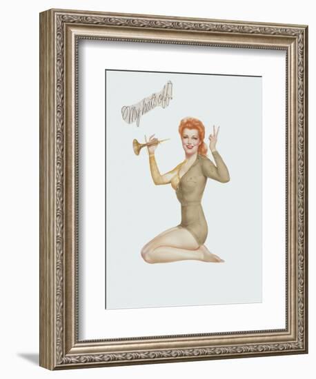 Varga Girl, April 1943-Alberto Vargas-Framed Art Print