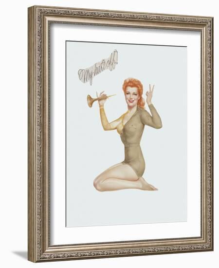 Varga Girl, April 1943-Alberto Vargas-Framed Art Print