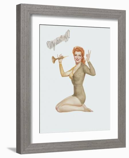 Varga Girl, April 1943-Alberto Vargas-Framed Art Print