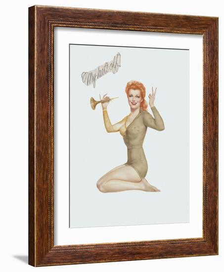 Varga Girl, April 1943-Alberto Vargas-Framed Art Print