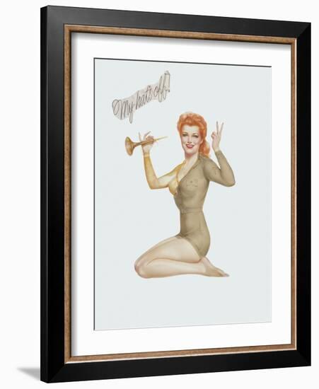 Varga Girl, April 1943-Alberto Vargas-Framed Art Print