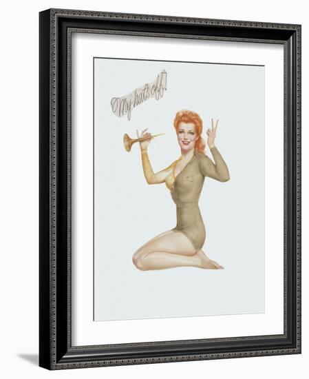 Varga Girl, April 1943-Alberto Vargas-Framed Art Print