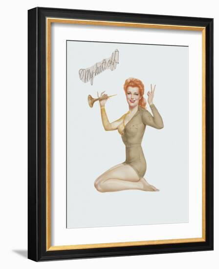 Varga Girl, April 1943-Alberto Vargas-Framed Art Print