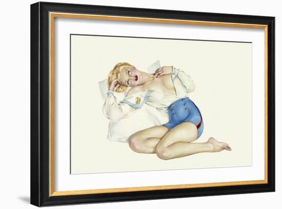 Varga Girl, March 1942-Alberto Vargas-Framed Art Print