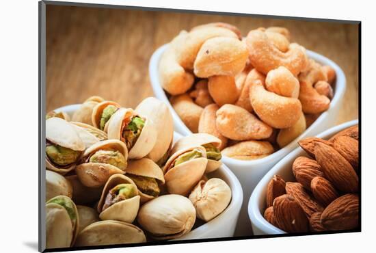 Varieties of Nuts: Cashew, Pistachio, Almond.-Voy-Mounted Photographic Print